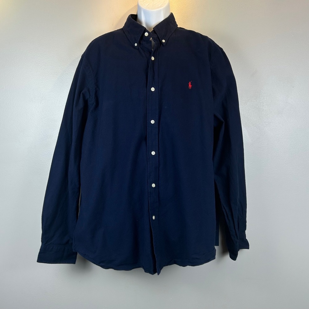 Polo Ralph Lauren Mens XXL Navy Blue Performance Flannel Classic Fit Shirt
